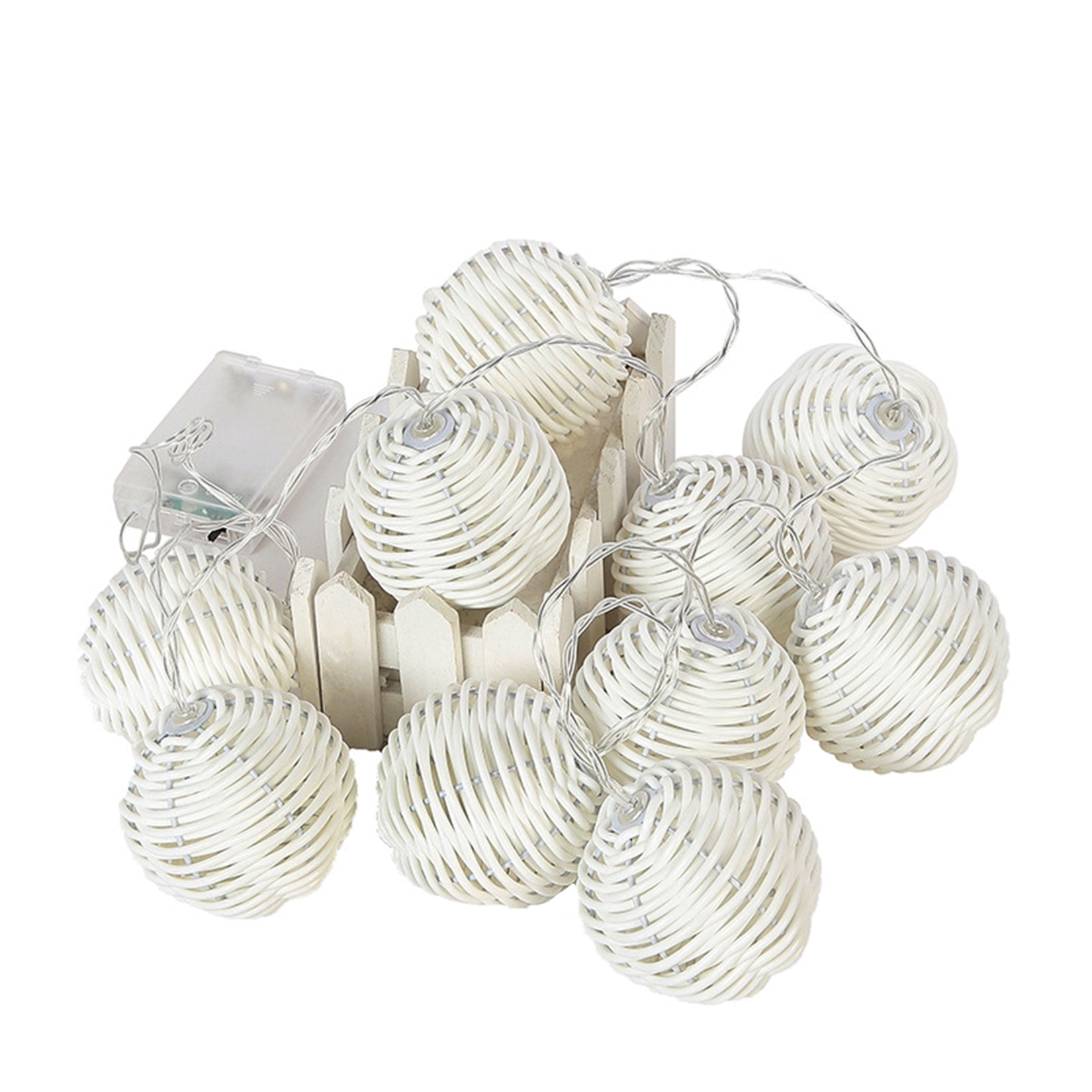 Security Rattan With String Decorative Lantern Rattan String Lights - 10 Lights with Rattan Wire ...