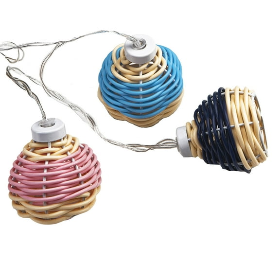 Decorative Lantern Rattan String Lights - Decorative Christmas String Lights for Bedroom Home Pergola Porch Party Backyard, 10 Lights Indoor Outdoor Patio String Light