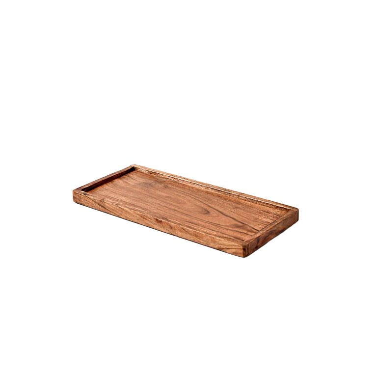 Decorative Large Rectangular Acacia Wood Tray - 12