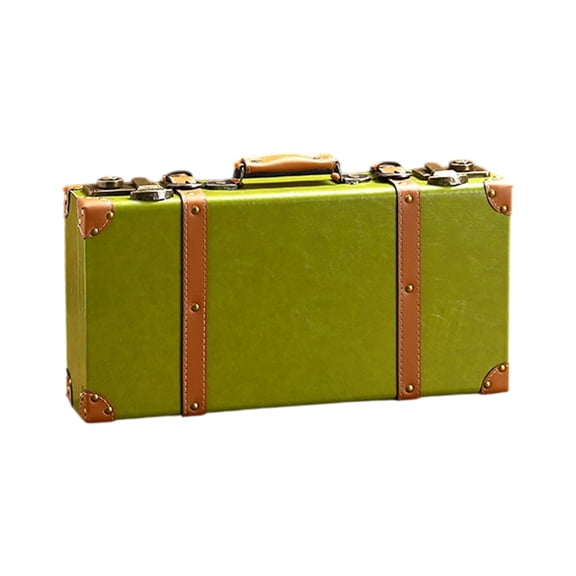 Decorative Leather Handle Wooden Luggage Case Spacious Storage Chest For Movie Props Home Styling Wedding Accessories