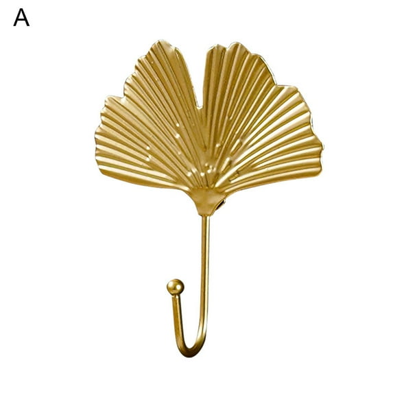 Decorative Leaves Iron Hooks Plant Modern Key Holder Wall Mounted Single Prong Coat Hanger for Hallways, Living Room