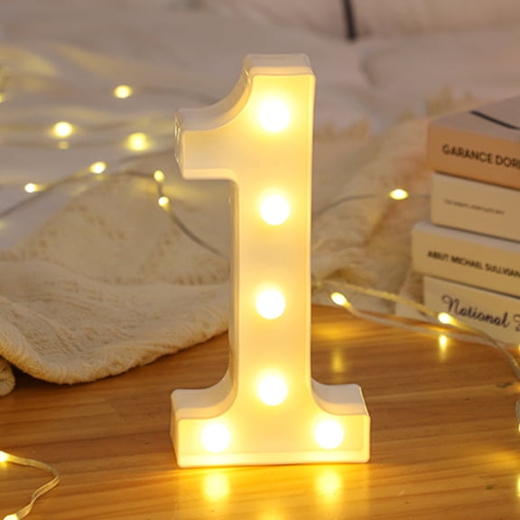 Decorative Led Light Up Number Letters, White Plastic Marquee Number Lights Sign Party Wedding Decor Battery Operated Number (1)