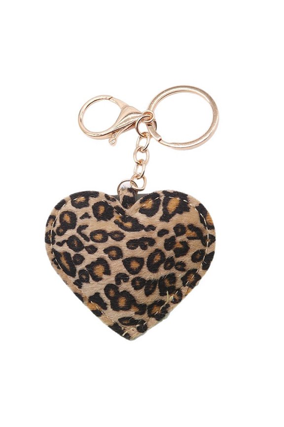 Decorative Leopard Print Heart Keychain PU Leather Bag Charm for Creative Projects Home Personalization