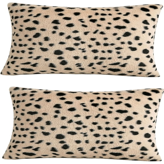 Decorative Leopard Throw Pillow Covers, Two-Piece Polyester Plush Print Cushion Covers with Zippers Closure for Home Sofa Decors