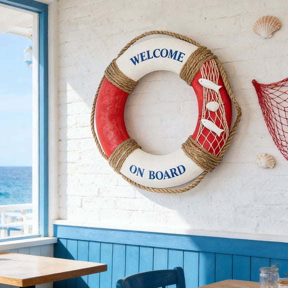 Decorative Life Ring Wall Hanging 16 Inch Foam Swim Ring With Rope For Pool Lake River Seaside Nautical Decor
