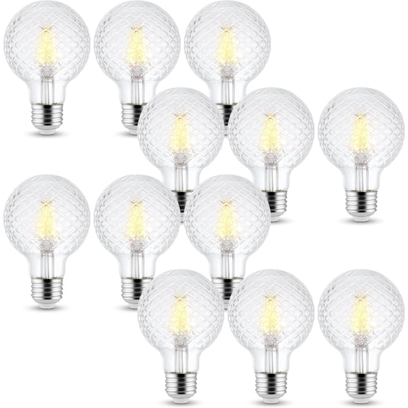 Ohlectric G25 LED Filament Decorative Light Bulbs, 12 Pack, 5.5W (40W Equivalent), E26 Medium Base, 3000K Warm White, Dimmable, Clear Glass
