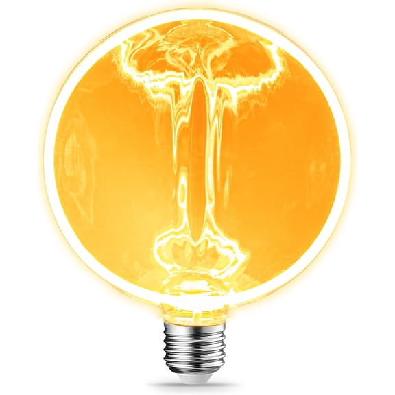 Decorative Light Bulb Unique Globe Bulb 40 Watt Equivalent, Dimmable Spiral Filament Large E26 Vintage Edison LED Light Bulb 4W 1800K Amber Glass
