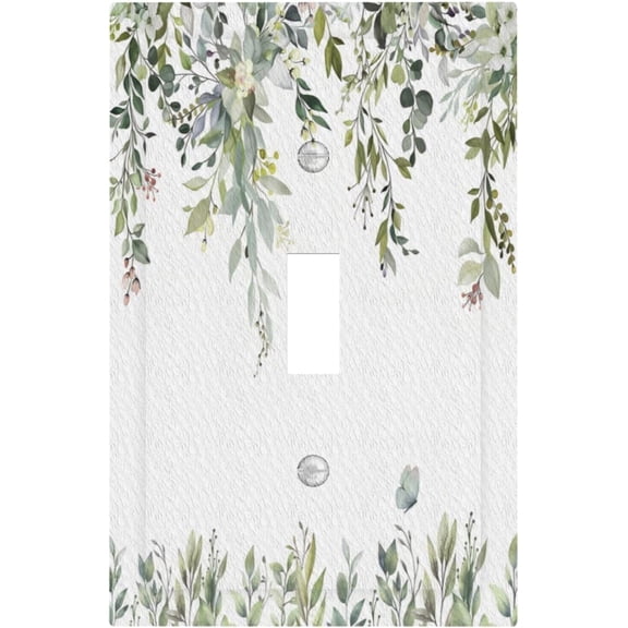 Decorative Light Switch Cover Plate Green Eucalyptus Leaf Sage Leaves 1 Gang Single Toggle Wall Plates for Electrical Outlet Covers Switch Plate Covers Faceplate for Bedroom Home Decor