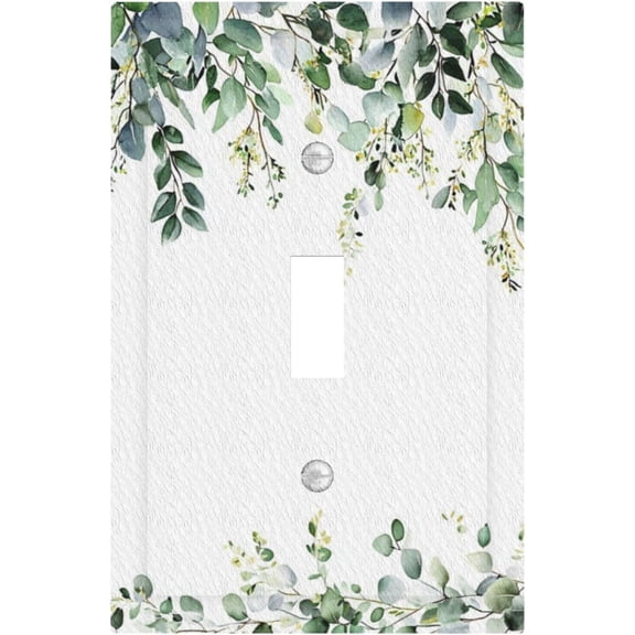 Decorative Light Switch Cover Plate Green Eucalyptus Leaves Rustic Sage Botanical 1 Gang Wall Plate Oversized Single Toggle Wall Cover Plate Jumbo Electrical Switchplate Face Plate