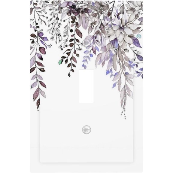 Decorative Light Switch Cover Plate Rustic Purple Sage Violet Eucalyptus Leaf Leaves 1 Gang Wall Plate Oversized Single Toggle Wall Cover Plate Jumbo Electrical Switchplate Face Plate