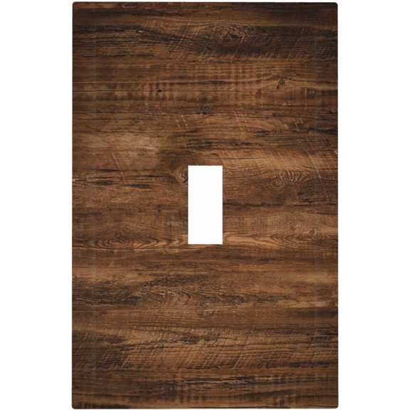 Decorative Light Switch Cover Plate Rustic Vintage Brown Wooden Plank Texture 1 Gang Single Toggle Decorate Switch Plate Cover Wall Plate Electrical Outlet Covers For Home Farmhouse Decor