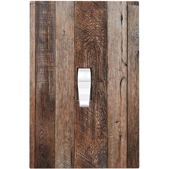Decorative Light Switch Cover Rustic Wood Texture Brown Plank Country 1 Gang Single Toggle Device Electrical Faceplate Switchplates Decorator Outlet Wall Plate For Farmhouse Cabin Decor
