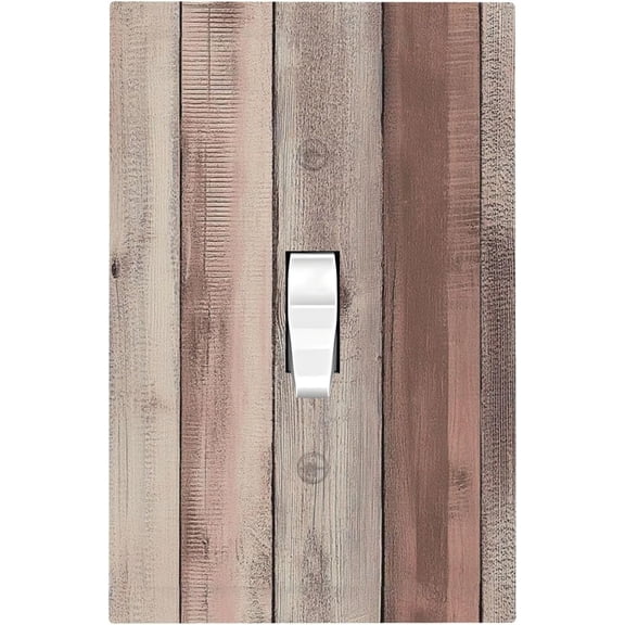 Decorative Light Switch Cover Vintage Natural Wood Rustic Cinnamon 1 Gang Single Toggle Device Electrical Faceplate Switchplates Decorator Outlet Wall Plate For Farmhouse Cabin Decor