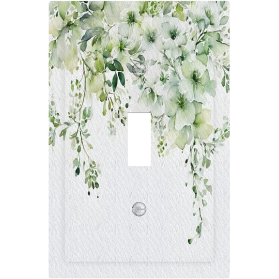 Decorative Light Switch Plate Covers Rustic Green Eucalyptus Country Flower Leaf 1 Gang Light Switch Cover Plate Single Toggle Wall Plate Outlet Covers Faceplate for Bedroom Home Decor