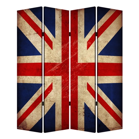 Decorative Lightweight 4 Panel Union Jack Screen Room Divider With Two Different Finishes - 7Ft