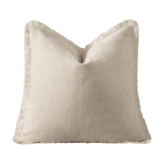 Decorative Linen Fringe Throw Pillow Covers,Cozy Boho Farmhouse Cushion Cover with Tassels,Decorative Sofa Pillow Cases,Soft Pillowcase for Couch Sofa Bed Living Room Chair Home Decor,1 Pack,15.74"