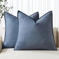 thumbnail image 1 of Decorative Linen Pillow Covers 18x18 Inch Blue Ashes Boho Farmhouse Neutral Couch Throw Pillows for Bed Pack of 2 Accent Modern Pillowcase Sofa Livingroom Home Decor, 1 of 7
