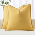 thumbnail image 1 of Decorative Linen Pillow Covers 20x20 Inch Yellow ​Boho Farmhouse​ ​Neutral Couch Throw Pillows for Bed Pack of 2 Accent Modern Pillowcase Summer Sofa Livingroom Home Decor, 1 of 6