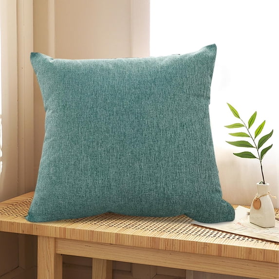 Decorative Linen Throw Pillow 16x16 Solid Cushion for Bed Soft Modern Farmhouse Neutral Pillow for Couch Bedroom Living Room Home Decor, Green