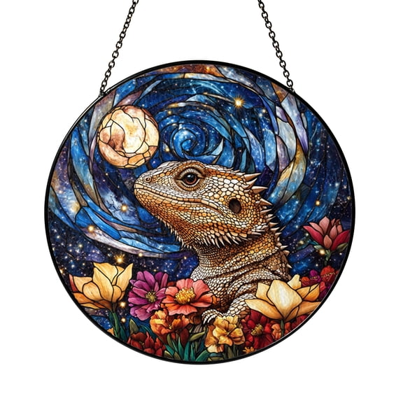 Decorative Lizard Stained Glass Suncatcher – Window Hanging Art