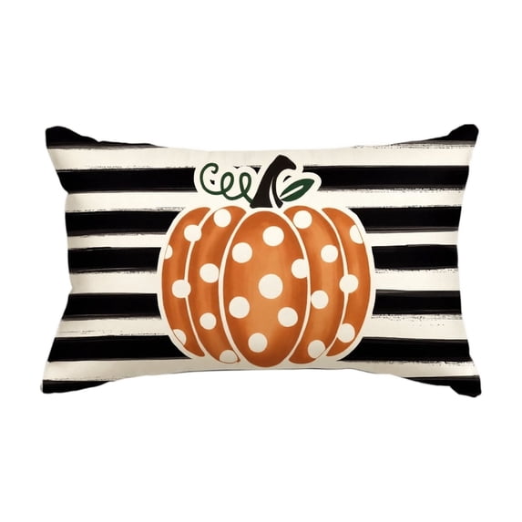 Decorative Lumbar Pillow | Polka Dot Pumpkin Fall Pumpkin Pillow for Thanksgiving Pillow, Farmhouse Decor Harvest Decor Couch Pillow Cover