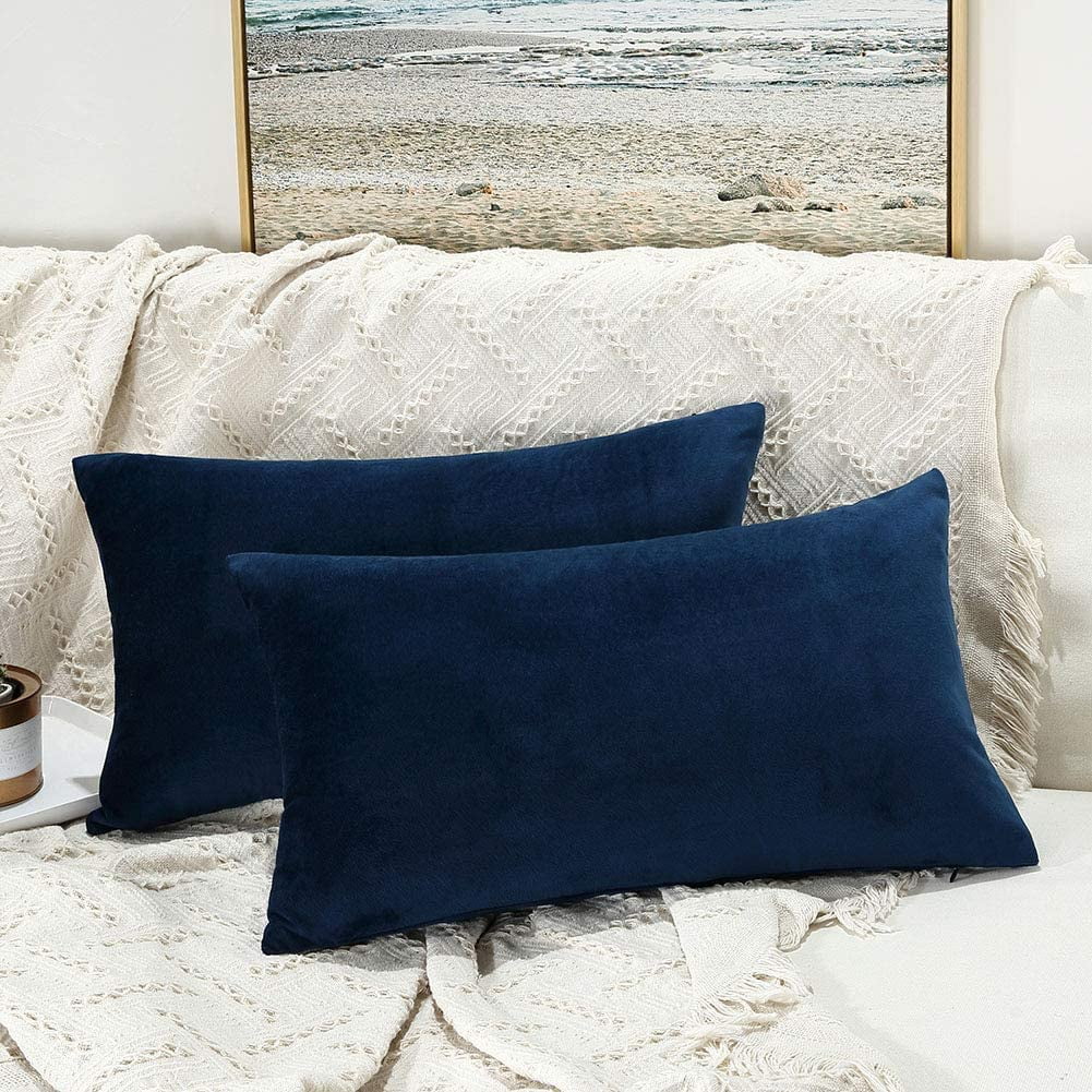 Navy velvet lumbar pillow discount