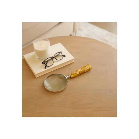 Decorative Magnifying Glass with Tortoise Handle for Home Decor - Elegant Office Desk Accessory, Living Room, or Shelf Display - Ornament for Coffee Table Decor or Entryway - 1", Brown & Tan