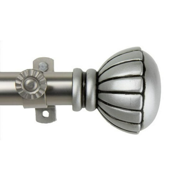 Decorative Magnolia Curtain Rod 28-48 inch - Satin Nickel