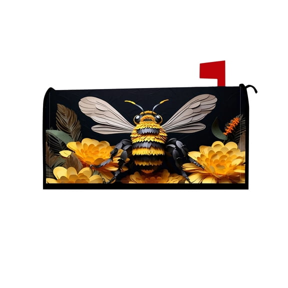 Decorative Mailbox Cover with Sunflower and Butterfly Print Magnetic Vinyl Mailbox Wrap for Standard Size Post Mount Mailboxes