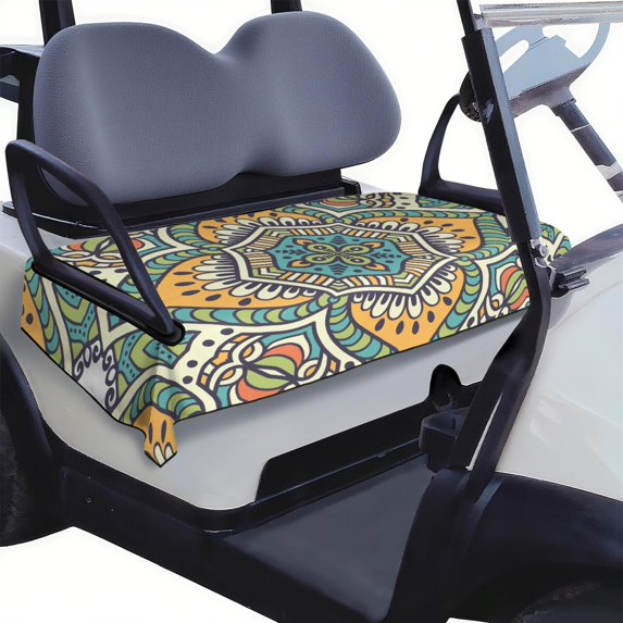 Decorative Mandala Golf Cart Seat Cover 51" x 31" - Universal Fit Microfiber Towel Blanket for Protecting and Enhancing Front Seats