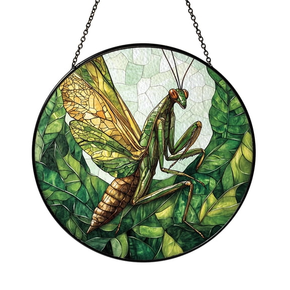 Decorative Mantis Window Hanging – Stained Glass Style Nature Decor