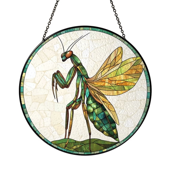Decorative Mantis Window Hanging – Stained Glass Style Nature Decor