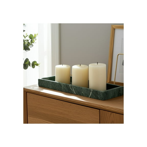 Decorative Marble Tray for House or Coffee Table Tray - Stylish Bed, Jewelry, or Trinket Tray Dish Decor - Home Decor Accents for Bathroom Vanity Organizer or Centerpiece Table Decorations - 2", Green