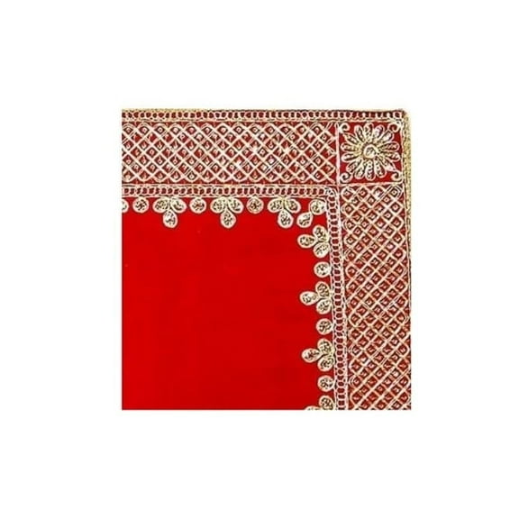 Decorative Mat Aasan Velvet Cloth Aasan Decorative Cloth (Size:-23 "X 15 ") for Multipurpose Ethnic Pooja Indian Traditional Festival New year gifts Decorations Item Home Pooja Article (Red)