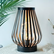 Decorative Medium Metal Cage Outdoor lantern, Decorative Battery Powered Cordless Lamp with Warm White Fairy Lights (Bronze)