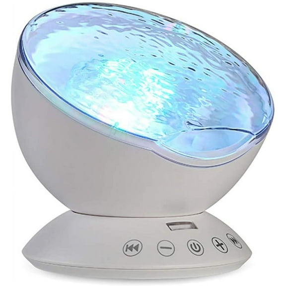 Decorative Mermaid Night Light with Remote Control Ocean Wave Projector 7 Color Mood Lamp with Built-in Speaker Music Player for Bedroom, Living Room
