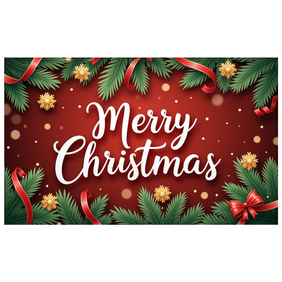 Decorative Merry Christmas Festive Red Green Polyester Lightweight Banner for Holiday Party Home Decoration Celebration