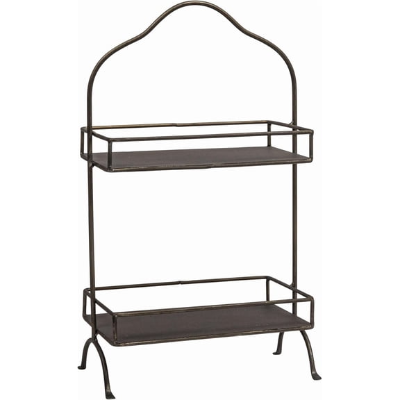 Decorative Metal 2 Tier Tray with Handle