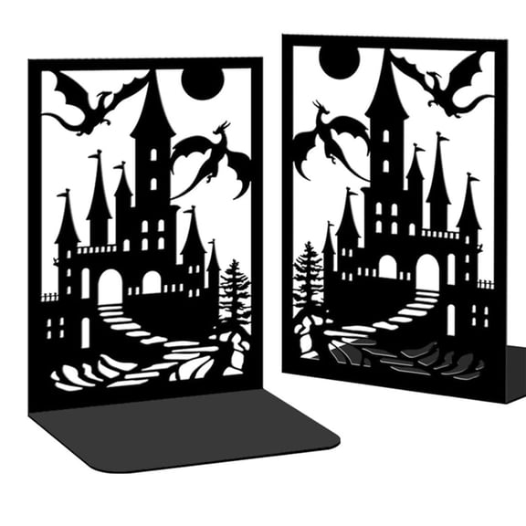 Decorative Metal Bookends Dragon Pattern Study Table Shelf Organizers For Office Supplies Document Storage