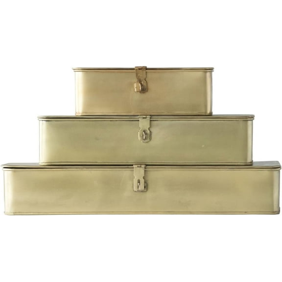 Decorative Metal Boxes with Gold Finish (Set of 3 Sizes) Rectangle