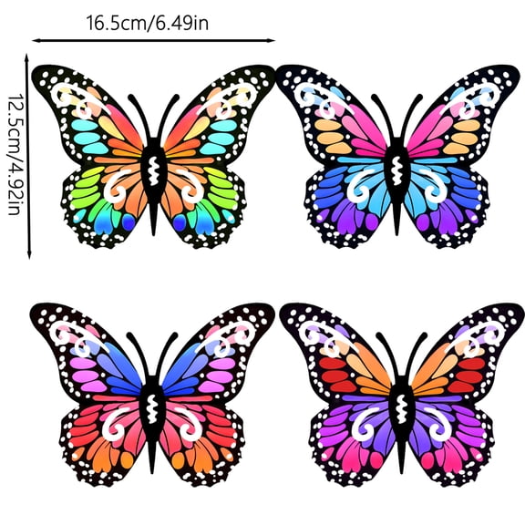 Decorative Metal Butterfly Wall Art 4-Pack Hanging Ornaments for Indoor Outdoor Home Office Garden Fence Accents Colorful Weather Resistant Metal Animal Wall Sculptures for All Seasons