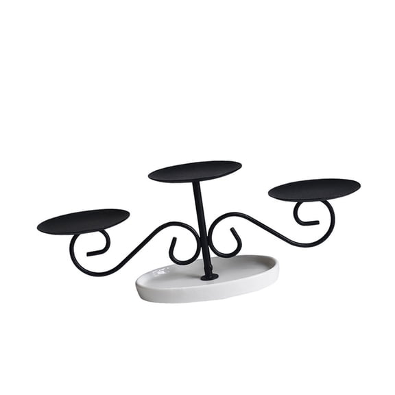 Decorative Metal Candelabra Candle Holder Stand Features Ceramic Plate Elegant