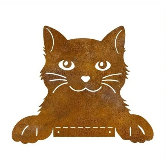 Decorative Metal Cats Garden Stake Antique Rusty Finish Iron Sculpture For Outdoor Landscape Easy Setups Low Maintenance