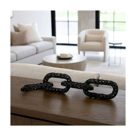 Decorative Metal Chain Sculpture - Contemporary Aluminum Accent Piece - Modern Black Tabletop Art for Home & Office - Stylish Living Room, Bedroom & Desk Decor - 1" Black