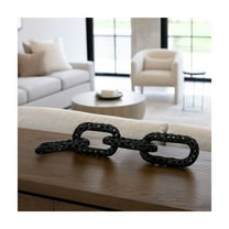 Decorative Metal Chain Sculpture - Contemporary Aluminum Accent Piece - Modern Black Tabletop Art for Home & Office - Stylish Living Room, Bedroom & Desk Decor - 1" Black