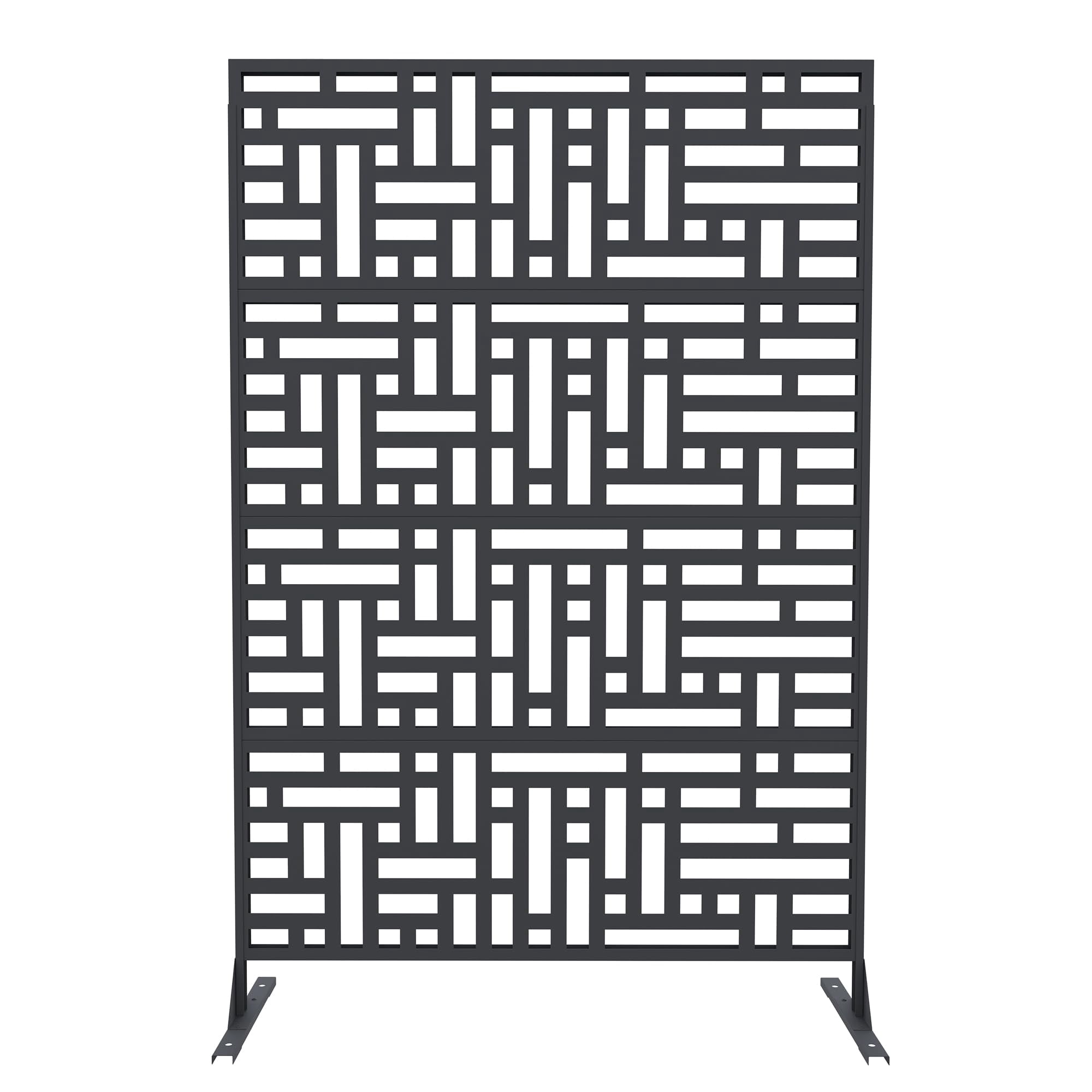 Decorative Metal Garden Fence Panels, Black Outdoor Scroll Design Border ,Rust-Proof & Easy Snap-Together Installation,Geometric