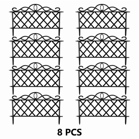 Decorative Metal Garden Fence Panels, RustResistant Ornamental Lattice Border Fence with Ground Stakes, DIY Splicable Landscape Edging Fence for Backyard Lawn Flower Beds Courtyard