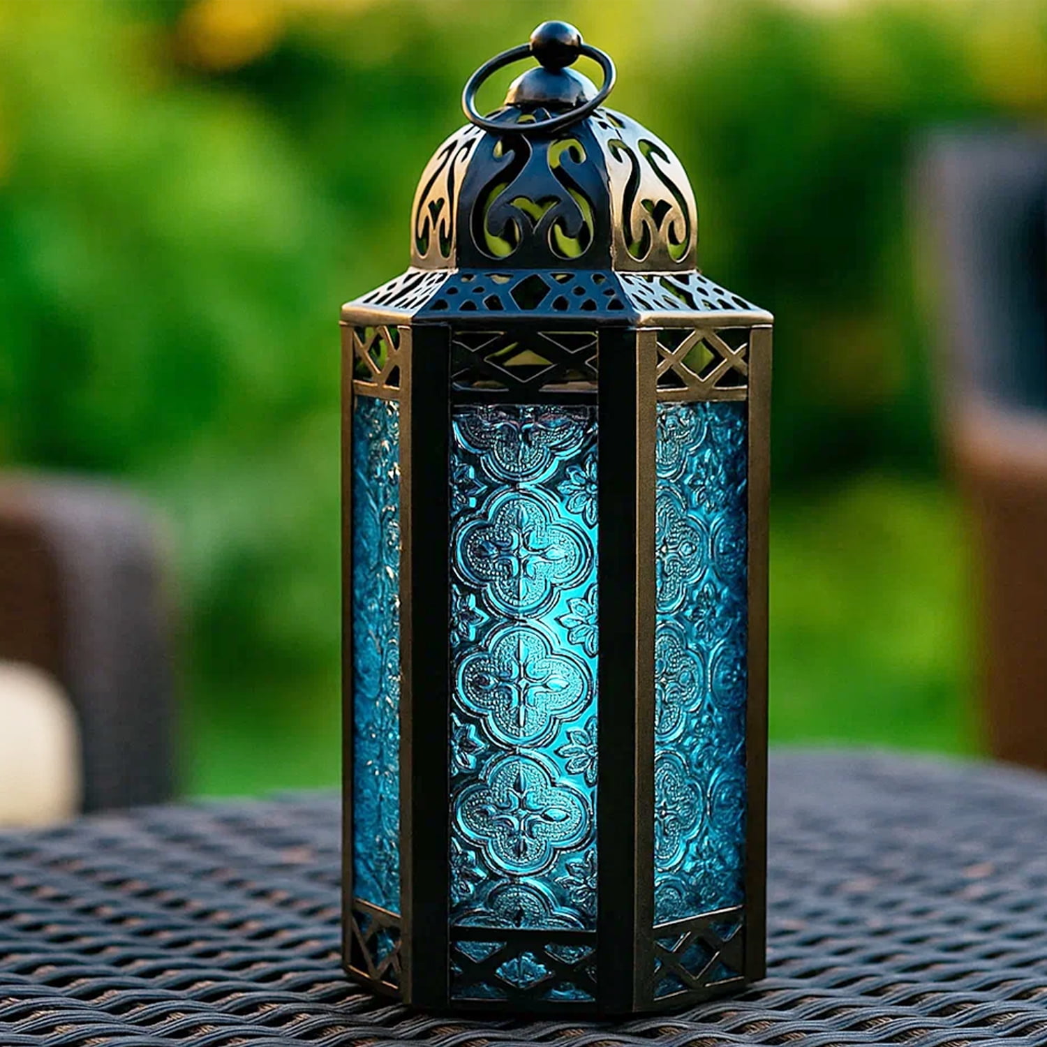 Decorative Hanging Moroccan Lantern, Metal Candle Holder for Home