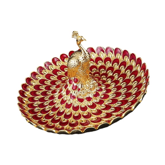 Decorative Metal Peacocks Embossed Serving Bowl 20cm Diameter Elegant Rustproof Design For Fruits And Nut