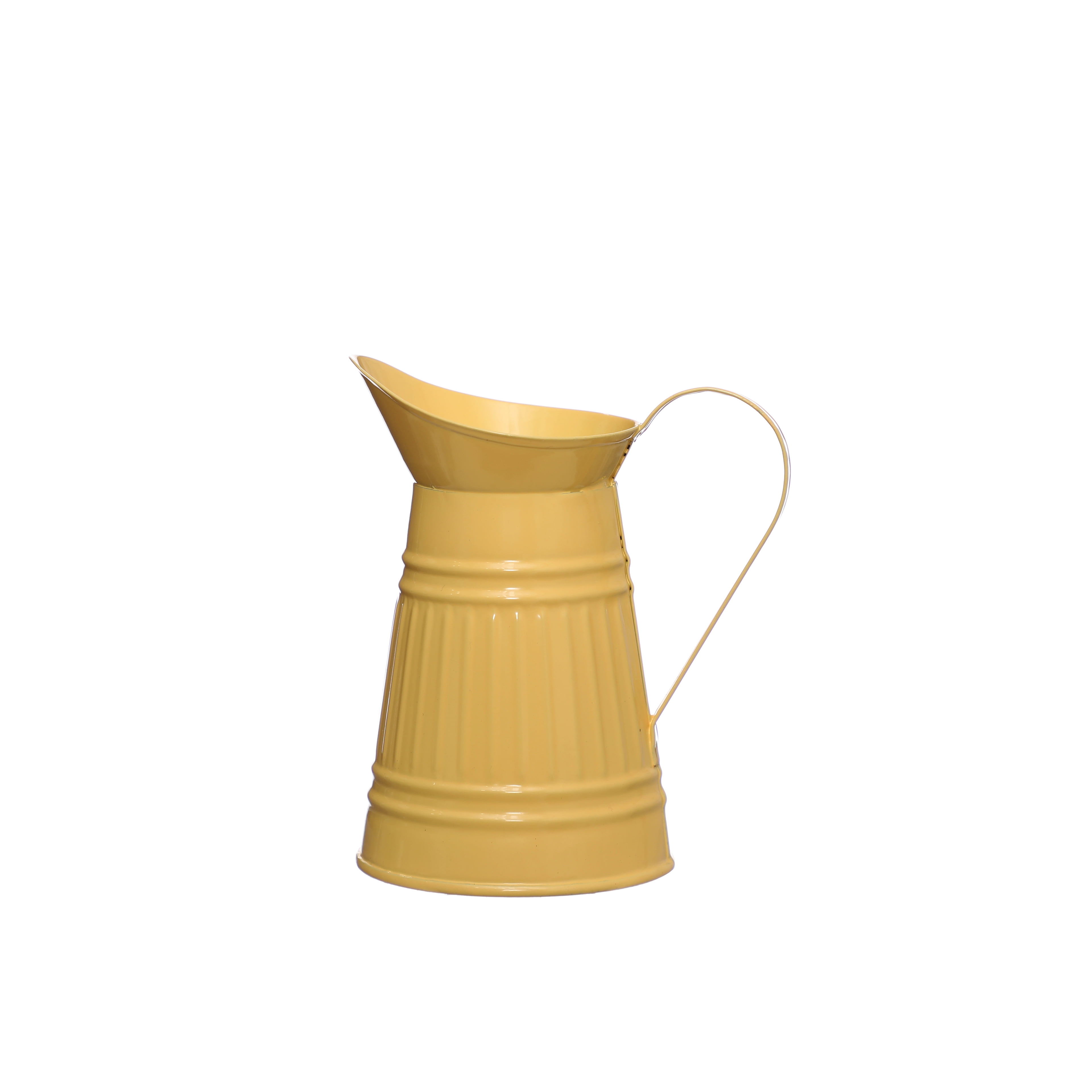 Small Yellow Iron Decorative Pitcher for Spring Home Decor